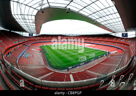 Blick in das Emirates Stadium (auch bekannt als Ashburton Grove), London. Haus von Arsenal Football Club Stockfoto