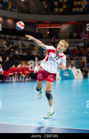 Gorica ACIMOVIC (AUT) schießen, Österreich V Großbritannien London Handball Cup der Frauen. Bei der Handball-Arena, UK statt. Stockfoto