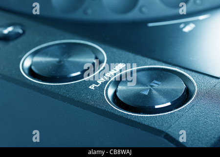 Play und stop Tasten auf Dj-Cd-Player, closeup Stockfoto