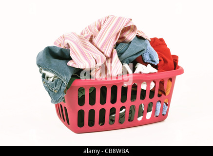 Schmutzige Wäsche in einen Wäschekorb Stockfoto