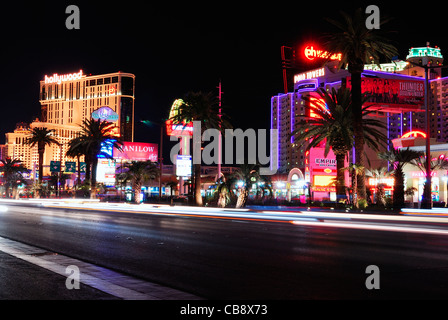 Luxus-Hotels in Las Vegas Strip bei Nacht Stockfoto