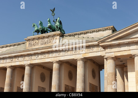 Detail des Brandenburger Tors in Berlin, Deutschland. Stockfoto