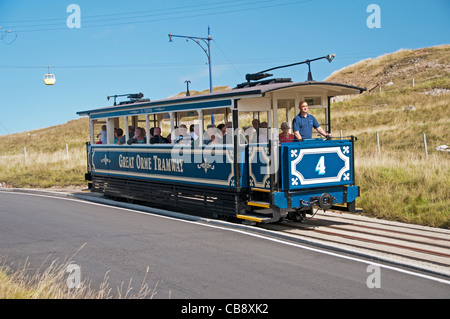 Der Great Orme Llandudno North Wales Uk. Straßenbahn hinunter auf Niederlage für Llandudno Stockfoto