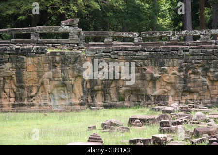 Elefant Terrasse in Angkor Thom, Siem Reap, Kambodscha Stockfoto