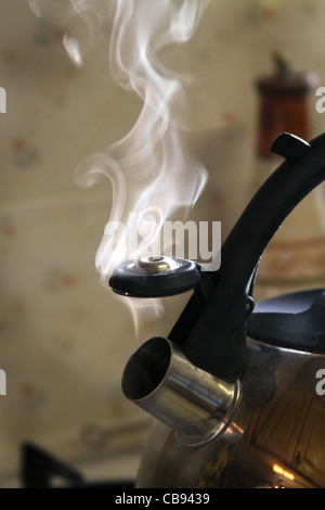 Dampf entweichen von Gas-Kessel nach dem Kochen. Stockfoto
