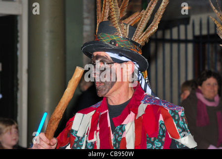 Morris Tänzer mit Blaced Gesicht Stockfoto