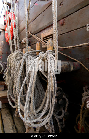 Takelage der Segler Shtandart in Maassluis während der Furieade im Jahr 2011 Stockfoto