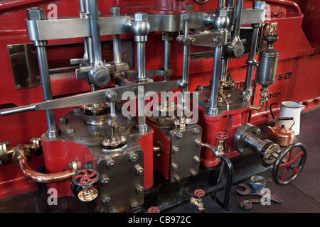 Tandem-Abwasser-Pumpen-Motor, alte Pumping Station, Cambridge, UK Stockfoto