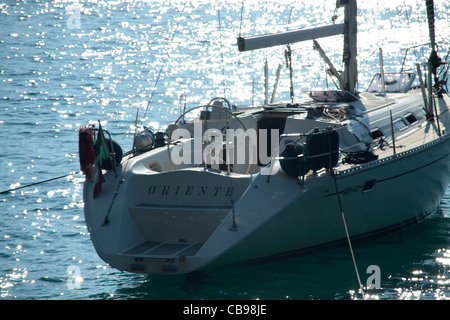 Yacht in Osor Bucht, Kroatien Stockfoto