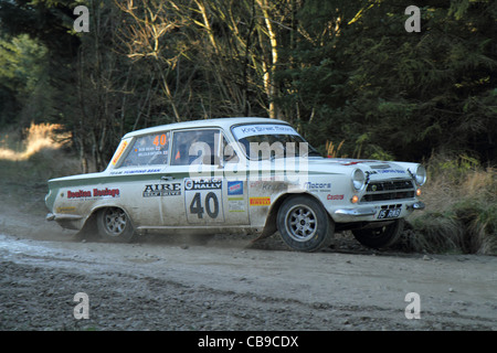 Bob Bean und Malcolm Smithson Rennen in Cortina MK1 Car Roger Albert Clark Rallye in der Nähe von Pickering North Yorkshire 12.03.11 Stockfoto