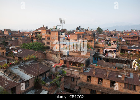 Blick von der Dachterrasse des Bhaktapur - Kathmandu-Tal, Nepal Stockfoto