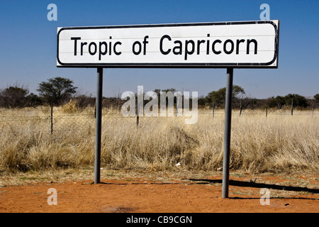 Wendekreis des Steinbocks Zeichen in Namibia Stockfoto