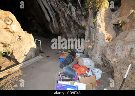 Israel, Carmel Berg, Rakefet Höhle. Jüngste Ausgrabungen prähistorische Überreste ausgegraben haben Stockfoto