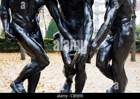 Skulptur im Garten im Rodin-Museum Paris Frankreich die drei Farbtöne Stockfoto