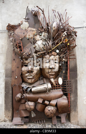 Verzierte Tür, Rua de Santa Maria, Zona Velha (Altstadt), Funchal, Madeira Stockfoto