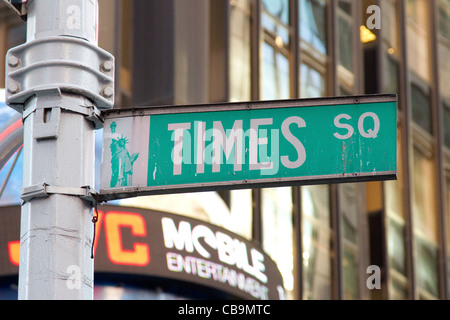 Times Square Straßenschild in New York. Stockfoto