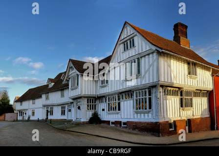 Die Guildhall der Wolle Zunft der Fronleichnam, Marktplatz, Lavenham, Suffolk. Stockfoto