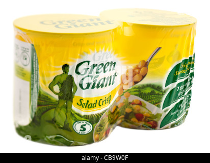 Cellophan Doppelpack von zwei Dosen von Jolly Green Giant Salat knackig Zuckermais Stockfoto