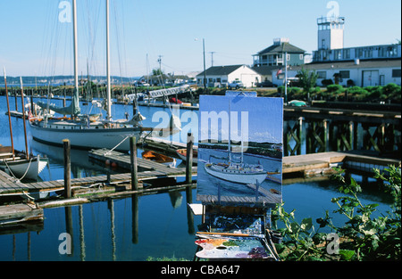 Im freien Malerei an der Point Hudson Marina in Port Townsend, Washington State, USA Stockfoto