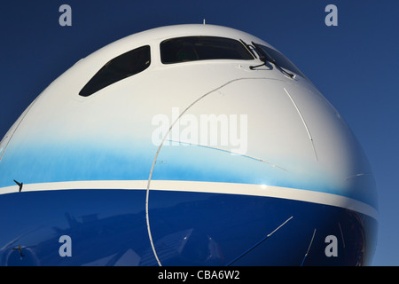 Nase und das Cockpit Bereich der Boeing 787 Dreamliner Stockfoto