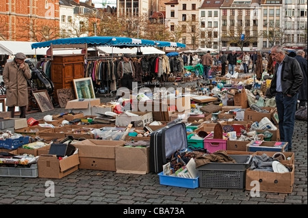 Szene aus einem Straßenmarkt in Brüssel Stockfoto