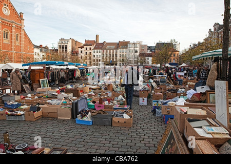 Szene aus einem Straßenmarkt in Brüssel Stockfoto