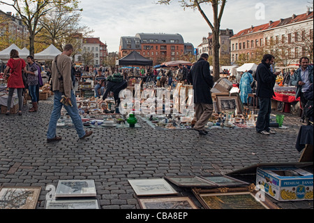 Szene aus einem Straßenmarkt in Brüssel Stockfoto