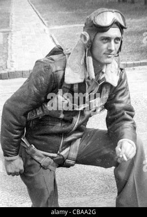 Ein feines Portrait eines WW11 amerikanische USAAF Piloten fliegen Kleidung Stockfoto