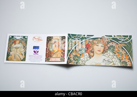 Tschechische Z (Overseas) Bezeichnung Briefmarken mit Sternzeichen Motiv des Malers Alfons Mucha (1860-1939) in den sechs Stempel-pack Stockfoto