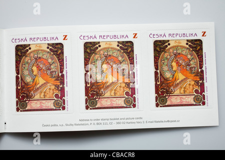 Tschechische Z (Overseas) Bezeichnung Briefmarken mit Sternzeichen Motiv des Malers Alfons Mucha (1860-1939). (CTK Foto/Martin Sterba) Stockfoto