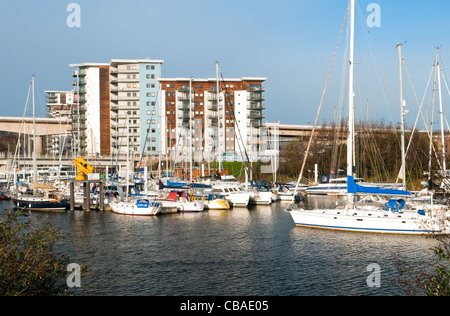 Cardiff-Marina, am Fluss Ely in der Nähe von Cardiff Bay South Wales UK Stockfoto