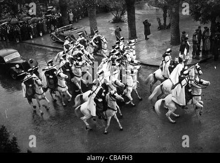 WW11 freien französischen Kavalleristen Parade in Nordafrika. Stockfoto