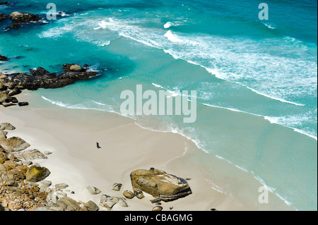 Einsamer Surfer am Strand bei Noordhoek Western Cape Südafrika Stockfoto