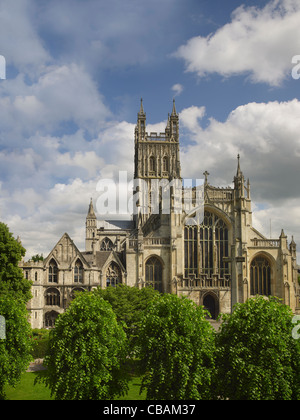 Kathedrale von Gloucester, Westfassade & Turm Stockfoto