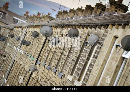 Der Rückseite der Reihenhäuser in Skipton, Yorkshire UK. Stockfoto