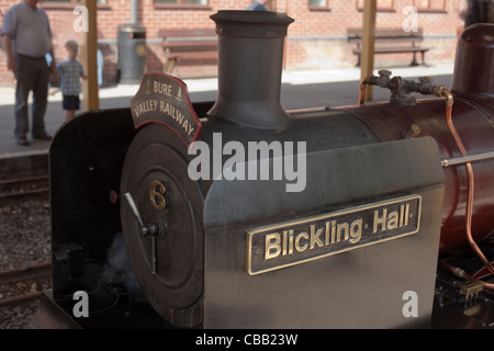 Motor, Bure Valley Dampf-Schmalspurbahn. Aylsham Station. Stockfoto