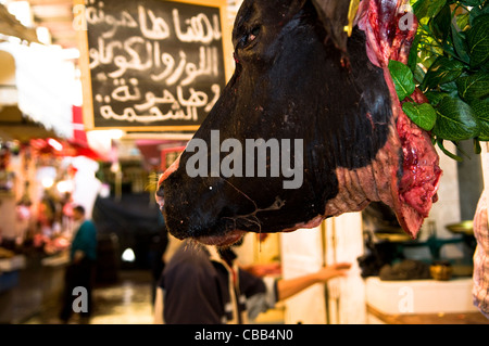 Die bunten Metzger Markt in Fes, Marokko. Stockfoto