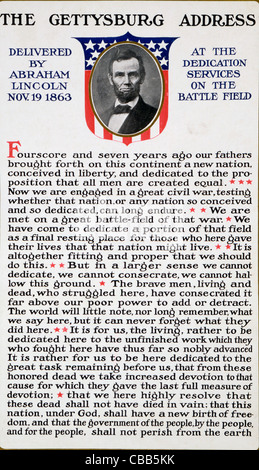 Die Gettysburg Address - geliefert von Präsident Abraham Lincoln am 19. November 1863 Stockfoto