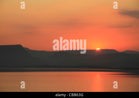 Israel, Sonnenuntergang über dem See Genezareth Stockfoto