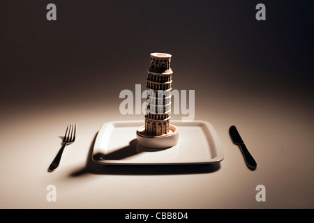 Euro, Münze, Währung, schiefe Turm von Pisa Stockfoto