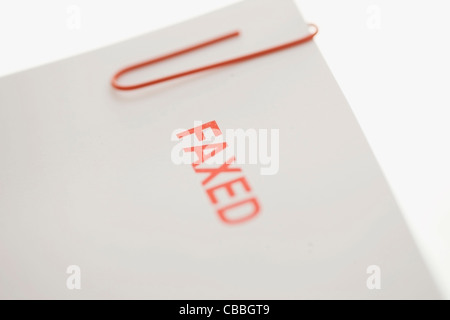 Nahaufnahme von gefaxten Stempel auf Papier Stockfoto