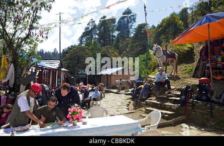 Deurali Yak Hotel, am Weg zwischen Ghorepani und Tadapani, Annapurna Sanctuary Region, Himalaya, Nepal, Asien Stockfoto