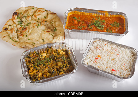 Britische indische Mahlzeit zum mitnehmen Stockfoto