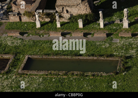 Italien. Rom. Haus der Vestalinnen. Luftaufnahme. Das Forum Romanum. Stockfoto