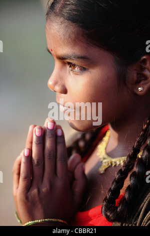 Inderin Namaste Andhra Pradesh in Indien Stockfoto