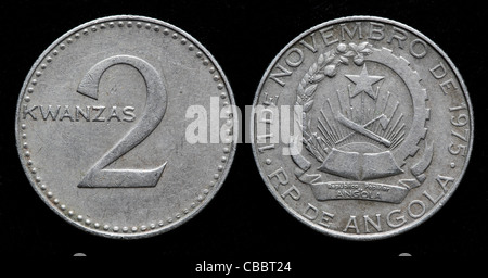 2 Kwanzas Münze, Angola, 1975 Stockfoto