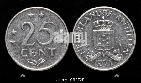 25 Cent Münze, Niederländische Antillen, 1971 Stockfoto