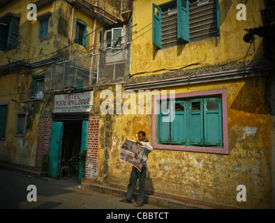 Kolkata Stadt des Glaubens, typisches Touristenhotel in Kalkutta Stockfoto