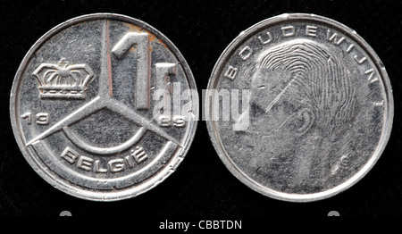 1-Franc-Münze, Belgien, 1989 Stockfoto