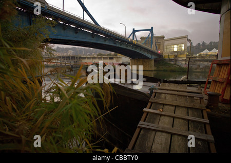 Ufer der Seine Seguin Island, Renault Brücke Insel Seguin Stockfoto